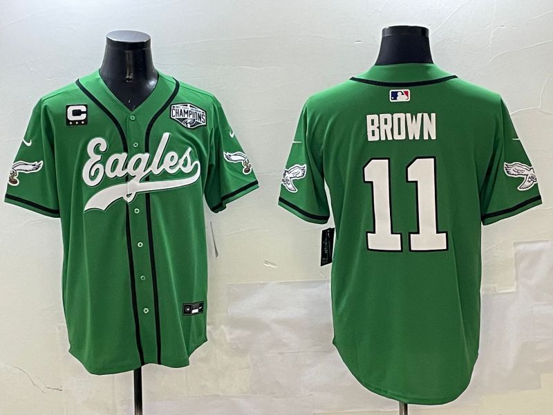 Men Philadelphia Eagles #11 Brown Green three generations Jointly Name 2025 Nike Limited NFL Jersey style 4->philadelphia eagles->NFL Jersey